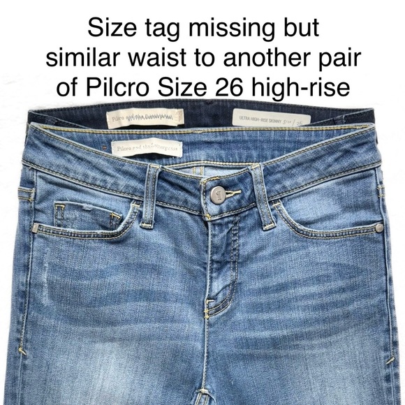 Anthropologie Pilcro Patchwork Step Hem Fringe Hem Distressed Skinny Jeans - Picture 14 of 15